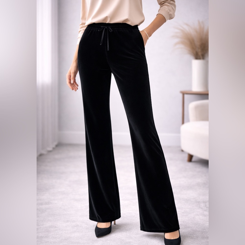Joseph Black Velvet Wide Leg Women's Pants
